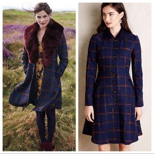 Anthropologie Fiona Plaid Coat sz 8 by Cartonnier